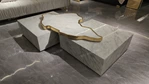 Art-Inspired Marble Coffee Table with Gold Accent Detail